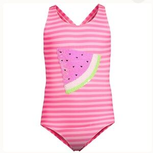 Lands’ End Girls Sequin Graphic UPF 50 Tugless One Piece - Size 16